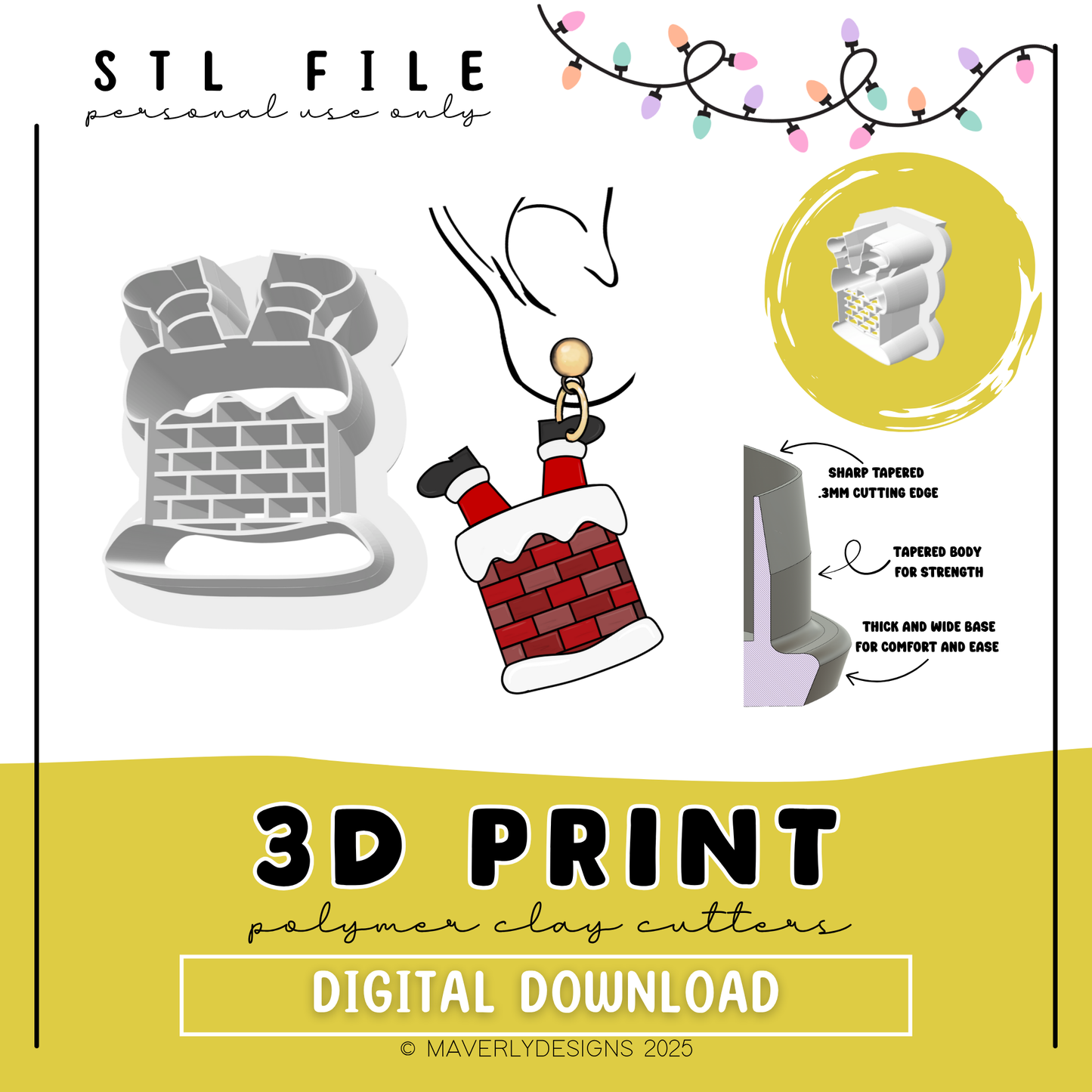 Chimney Santa - Digital Download - STL Polymer Clay Cutter - Print your own Clay Cutter