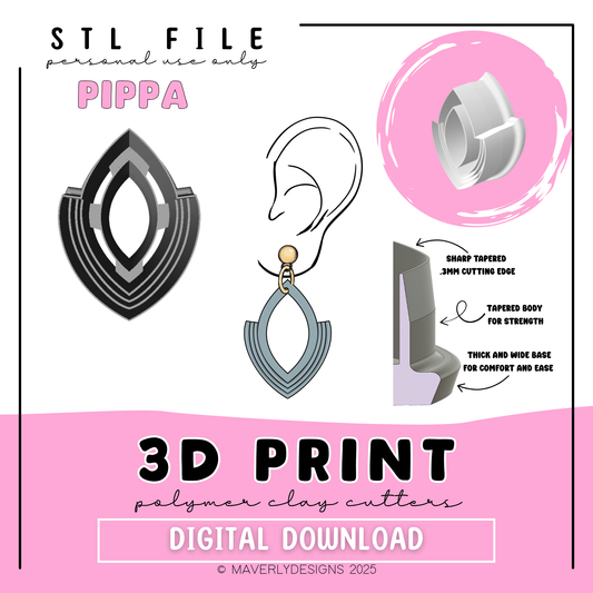 Pippa Imprint Window - Digital Download - STL Polymer Clay Cutter - Print your own Clay Cutter