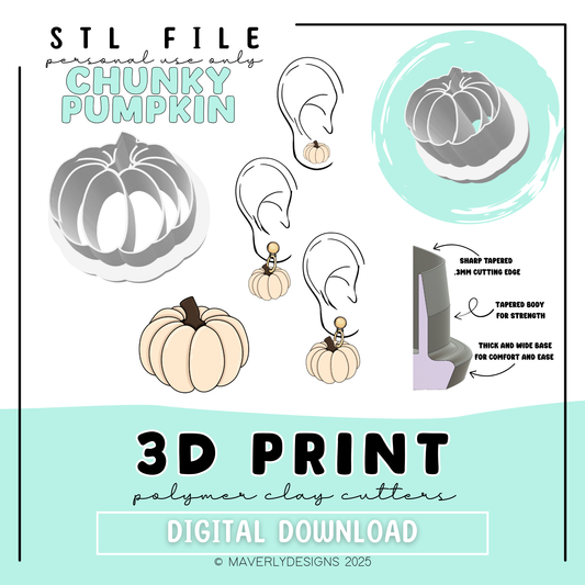 Chunky Pumpkins - Digital Download - STL Polymer Clay Cutter - Print your own Clay Cutter