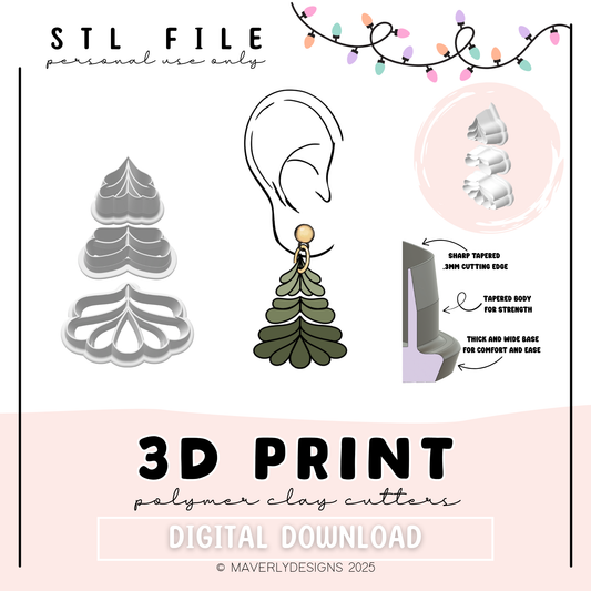 3p Scalloped Tree Set - Digital Download - STL Polymer Clay Cutter - Print your own Clay Cutter