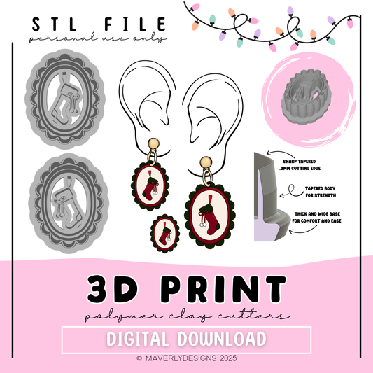 Stocking Frame - Digital Download - STL Polymer Clay Cutter - Print your own Clay Cutter