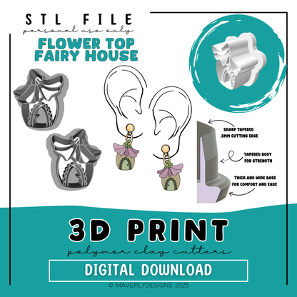 Flower Top Cottage - Digital Download - STL Polymer Clay Cutter - Print your own Clay Cutter