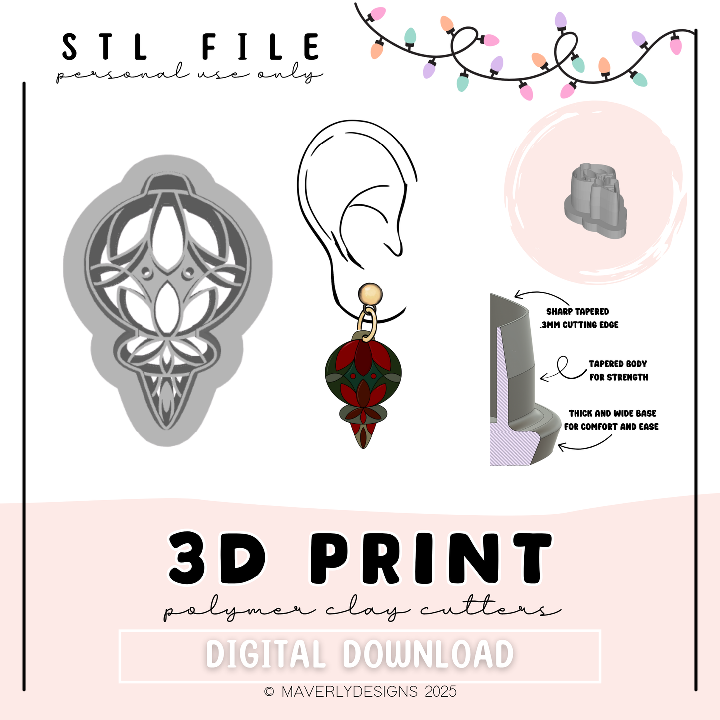 Retro Imprint Bulb - Digital Download - STL Polymer Clay Cutter - Print your own Clay Cutter