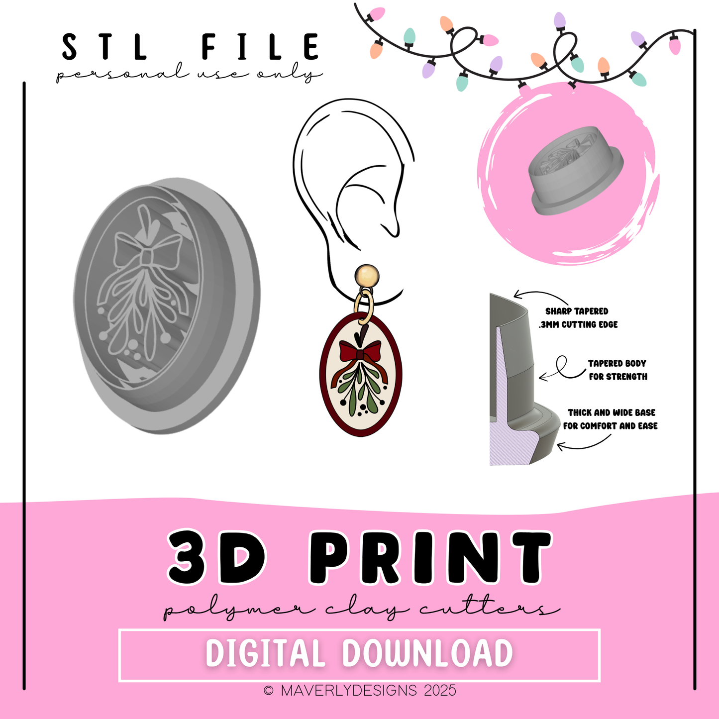 Mistletoe Oval Frame - Digital Download - STL Polymer Clay Cutter - Print your own Clay Cutter