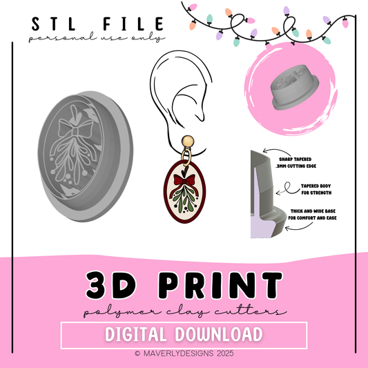 Mistletoe Oval Frame - Digital Download - STL Polymer Clay Cutter - Print your own Clay Cutter