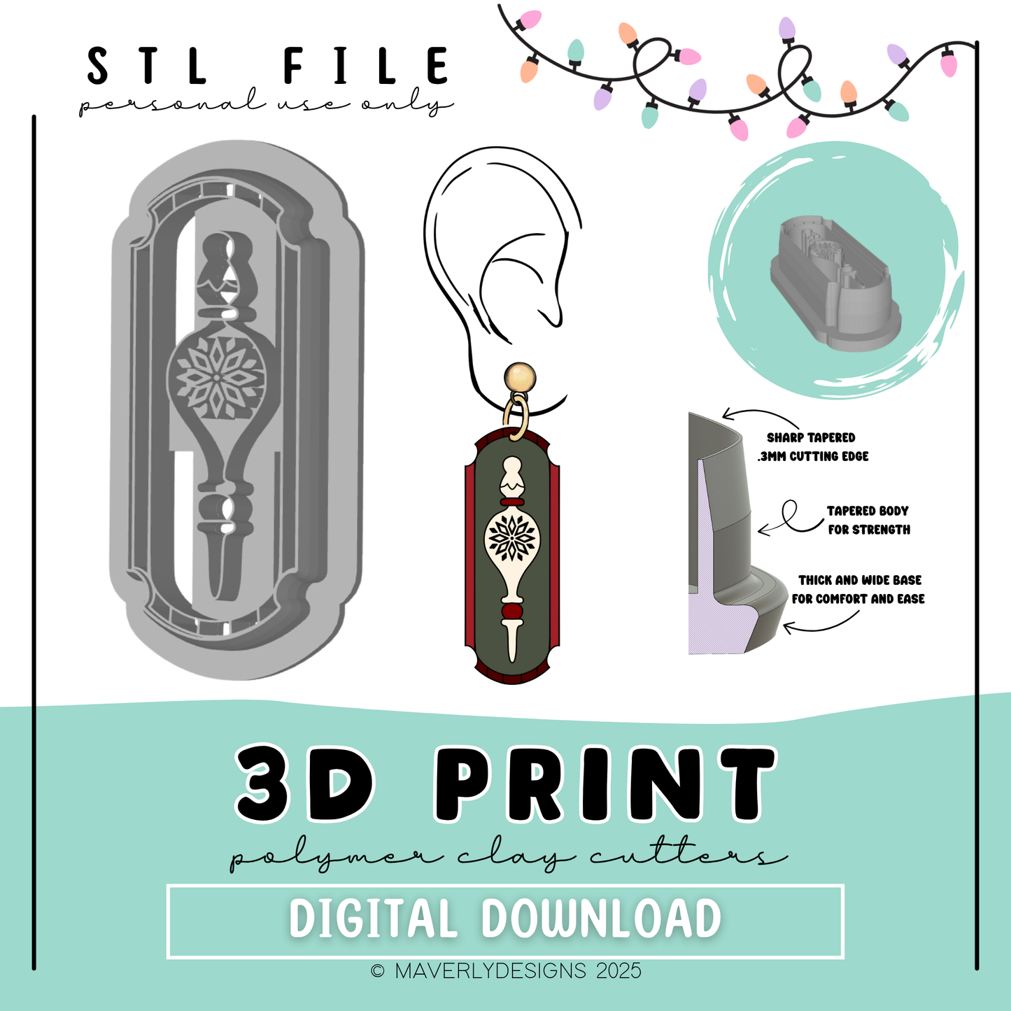 Bulb Frame - Digital Download - STL Polymer Clay Cutter - Print your own Clay Cutter