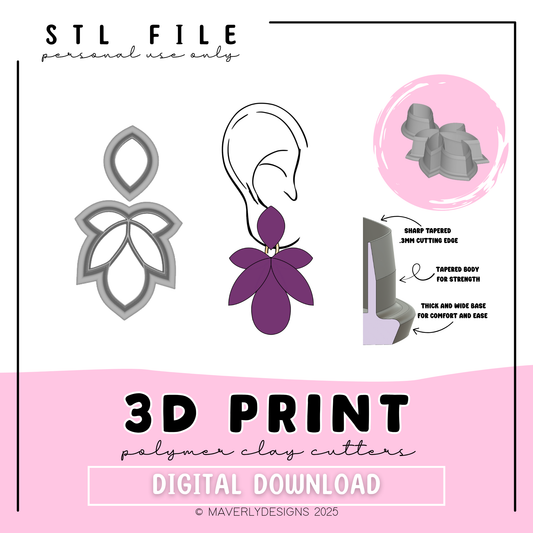 Kiara Imprint Duo - Digital Download - STL Polymer Clay Cutter - Print your own Clay Cutter