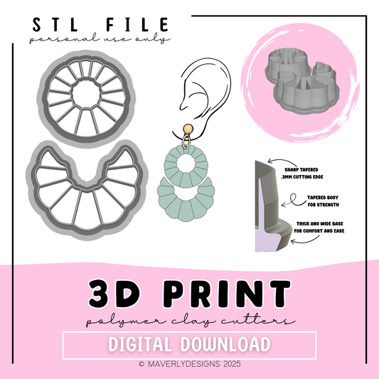 Nesta Duo - Digital Download - STL Polymer Clay Cutter - Print your own Clay Cutter