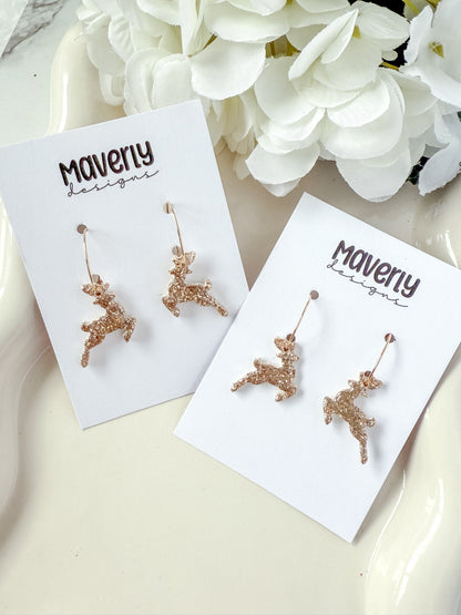 Dazzling Deers Hoop Earrings - One Pair - November 2025