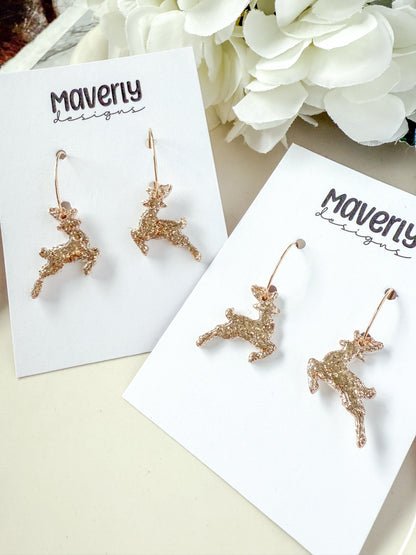 Dazzling Deers Hoop Earrings - One Pair - November 2025