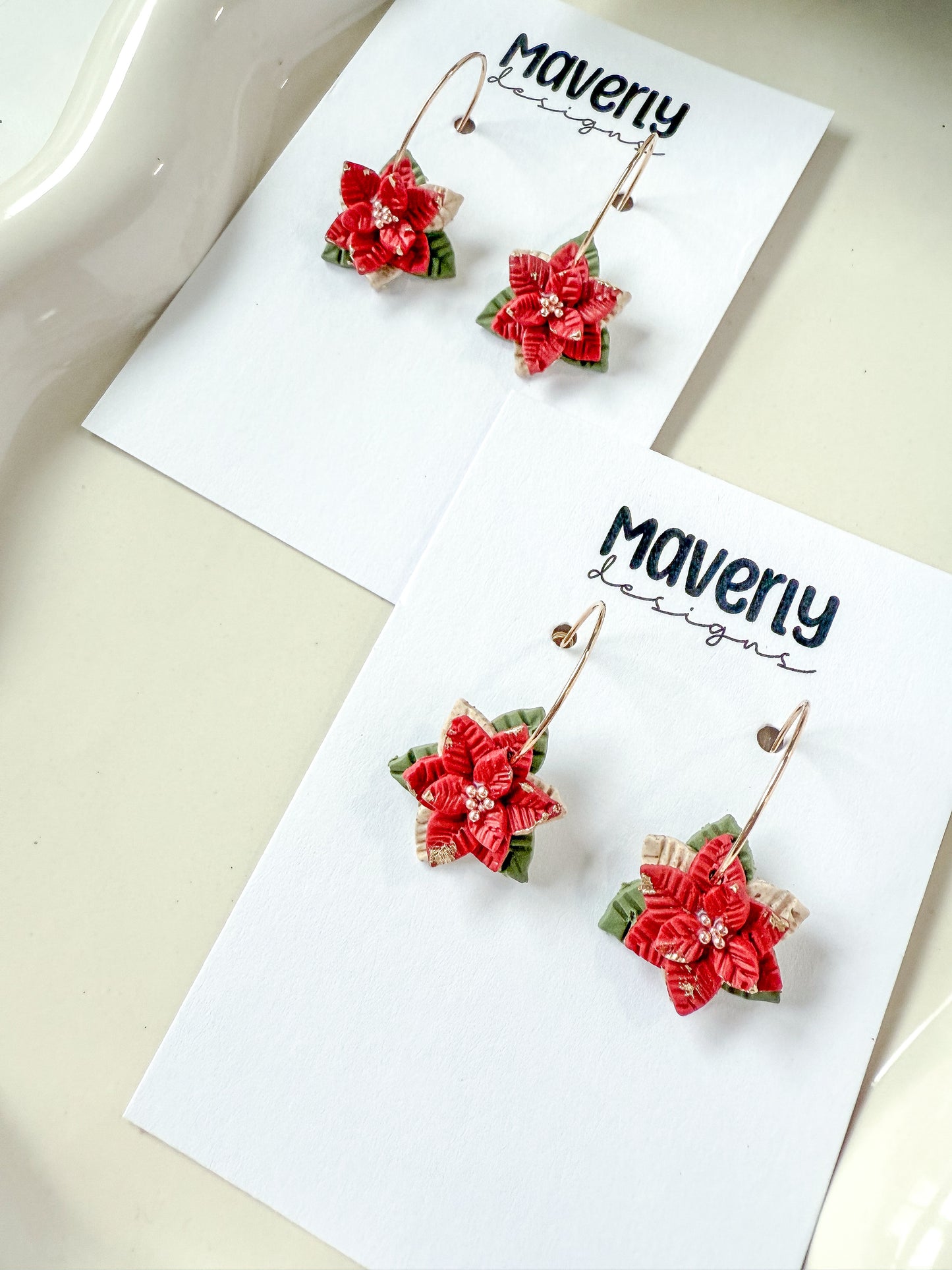 Poinsettia Hoop Earrings - One Pair - November 2025