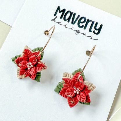 Poinsettia Hoop Earrings - One Pair - November 2025