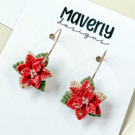 Poinsettia Hoop Earrings - One Pair - November 2025