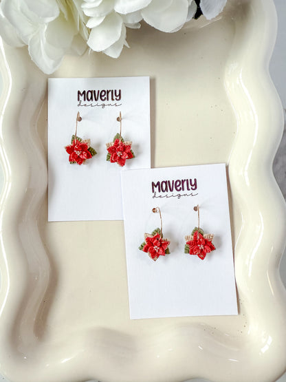 Poinsettia Hoop Earrings - One Pair - November 2025