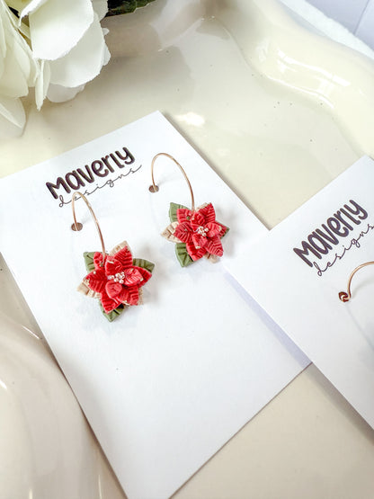 Poinsettia Hoop Earrings - One Pair - November 2025