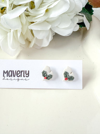 Michigan Mitten Holly Studs - One Pair - November 2025