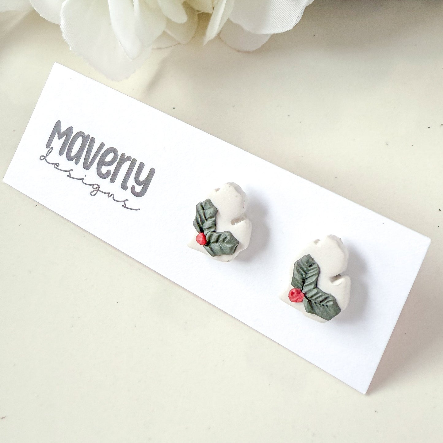 Michigan Mitten Holly Studs - One Pair - November 2025