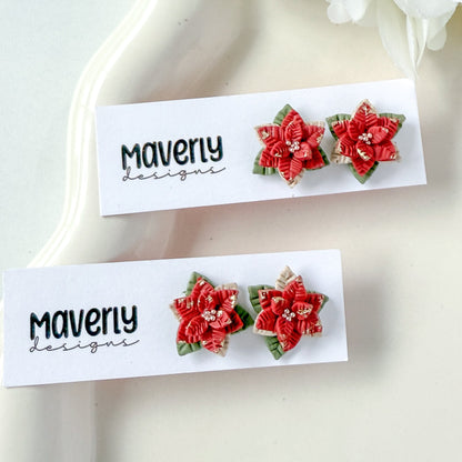 Poinsettia Studs - One Pair - November 2025