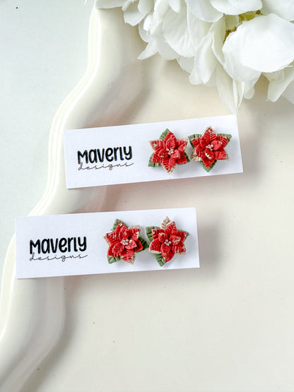 Poinsettia Studs - One Pair - November 2025