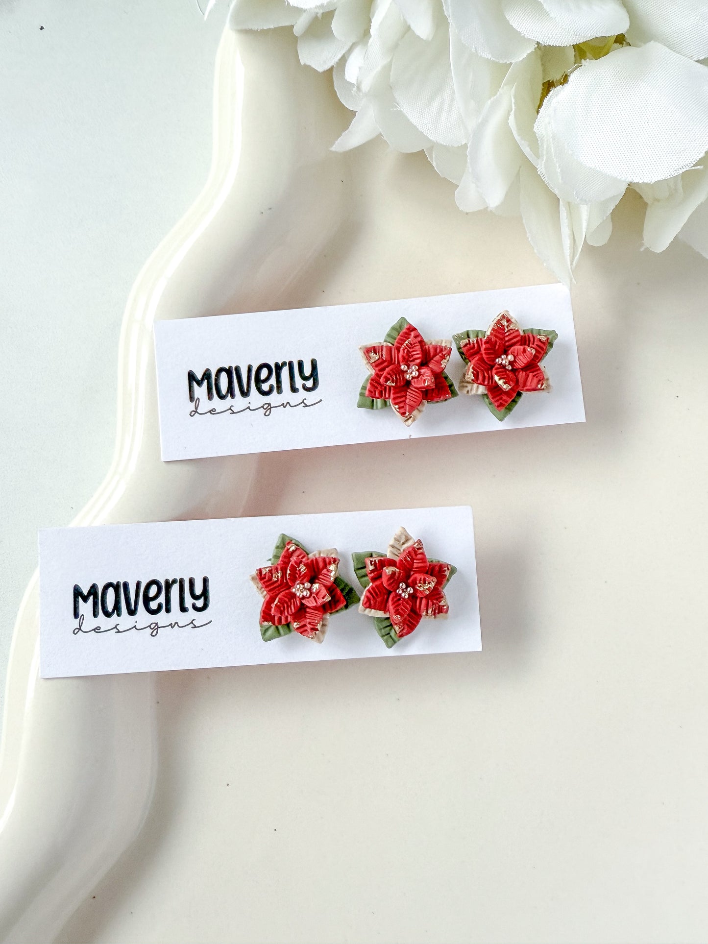 Poinsettia Studs - One Pair - November 2025