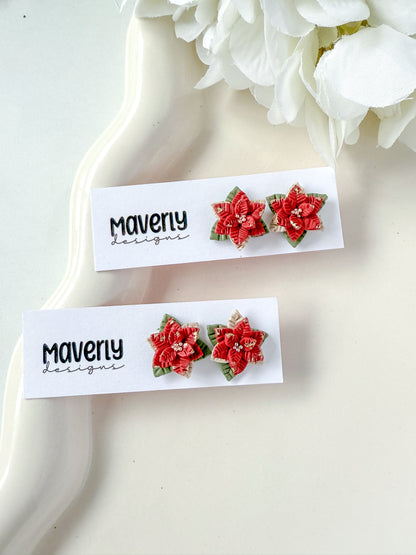 Poinsettia Studs - One Pair - November 2025