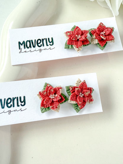Poinsettia Studs - One Pair - November 2025