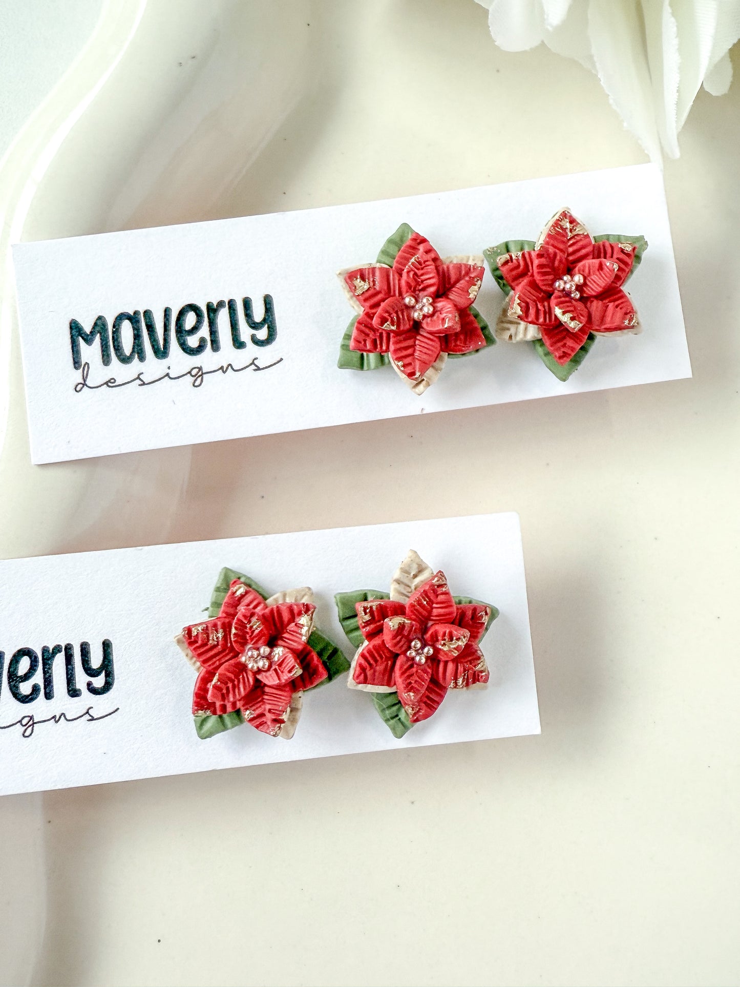 Poinsettia Studs - One Pair - November 2025