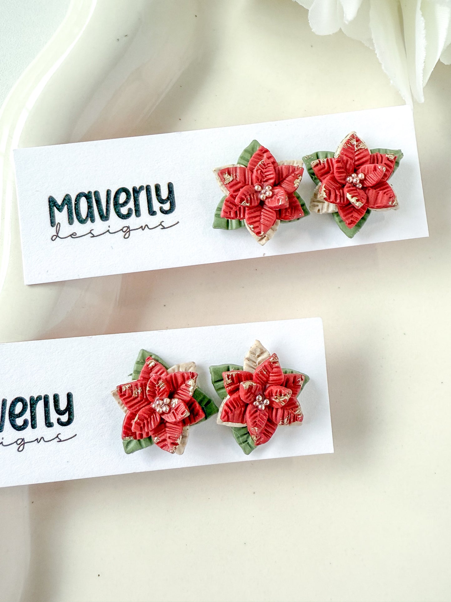 Poinsettia Studs - One Pair - November 2025