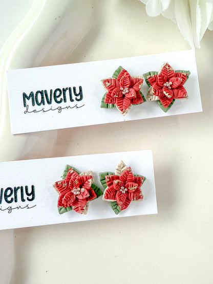 Poinsettia Studs - One Pair - November 2025