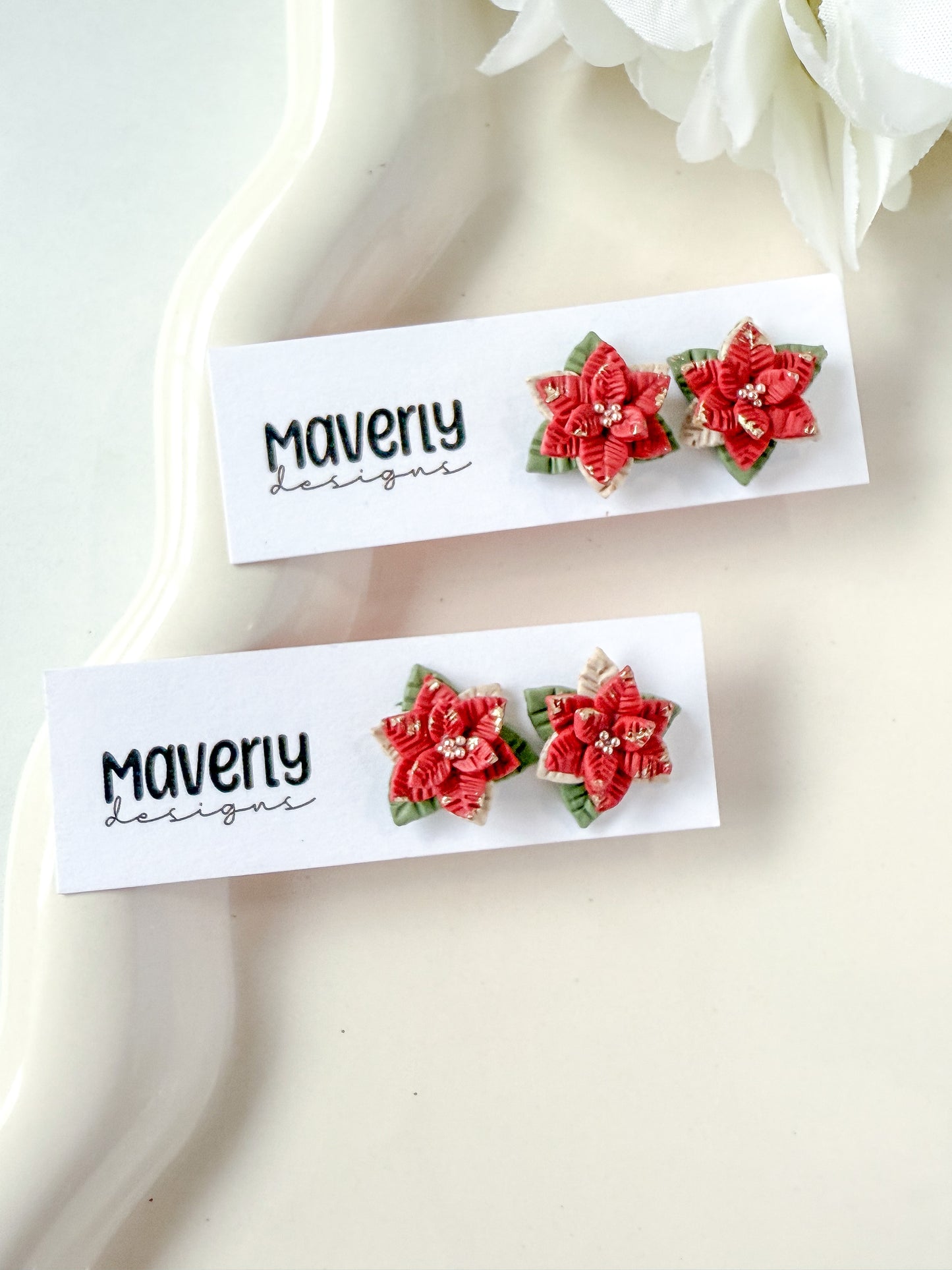Poinsettia Studs - One Pair - November 2025