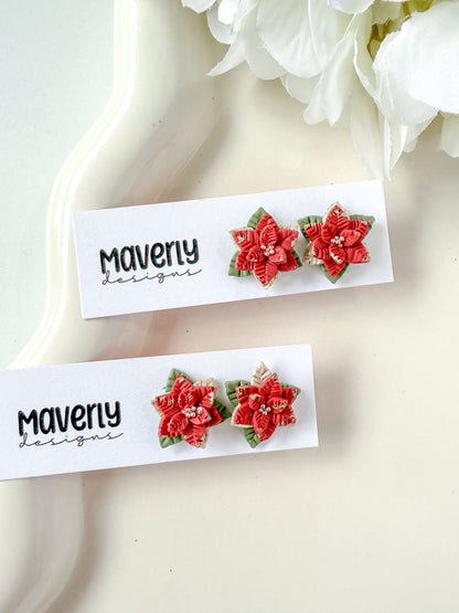 Poinsettia Studs - One Pair - November 2025