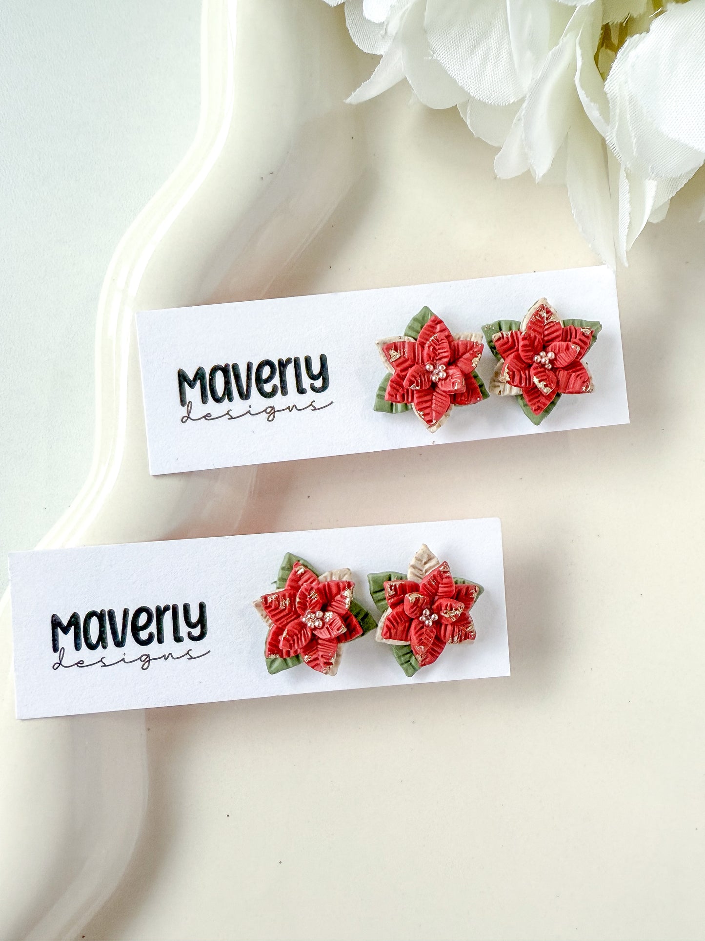 Poinsettia Studs - One Pair - November 2025