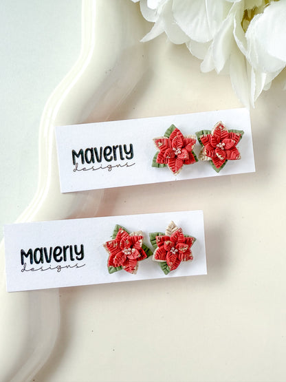 Poinsettia Studs - One Pair - November 2025