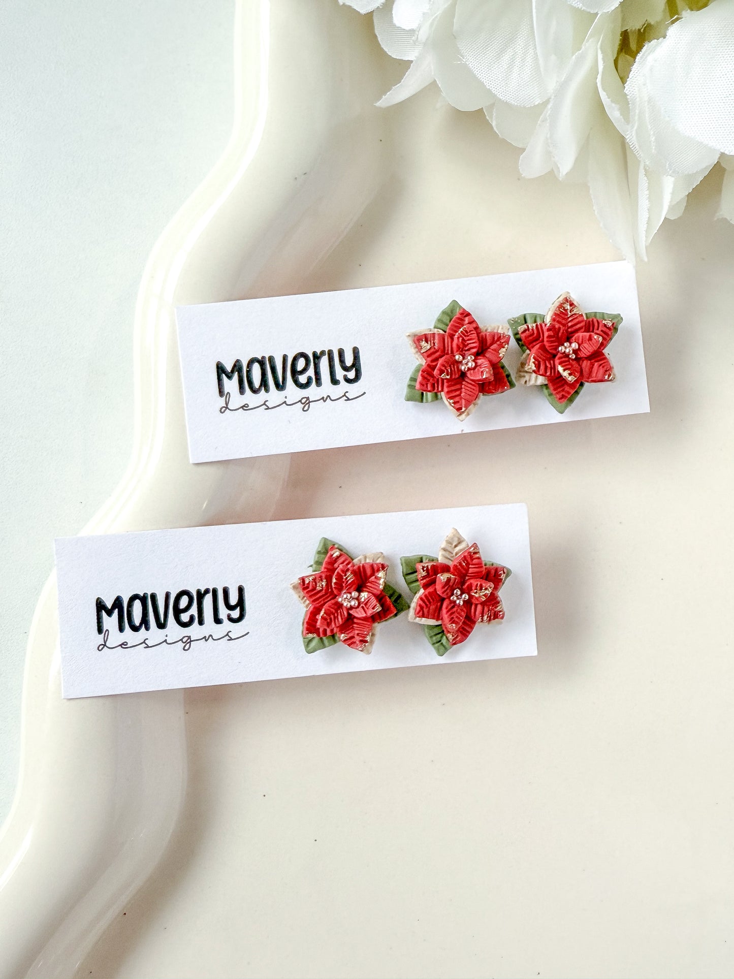 Poinsettia Studs - One Pair - November 2025