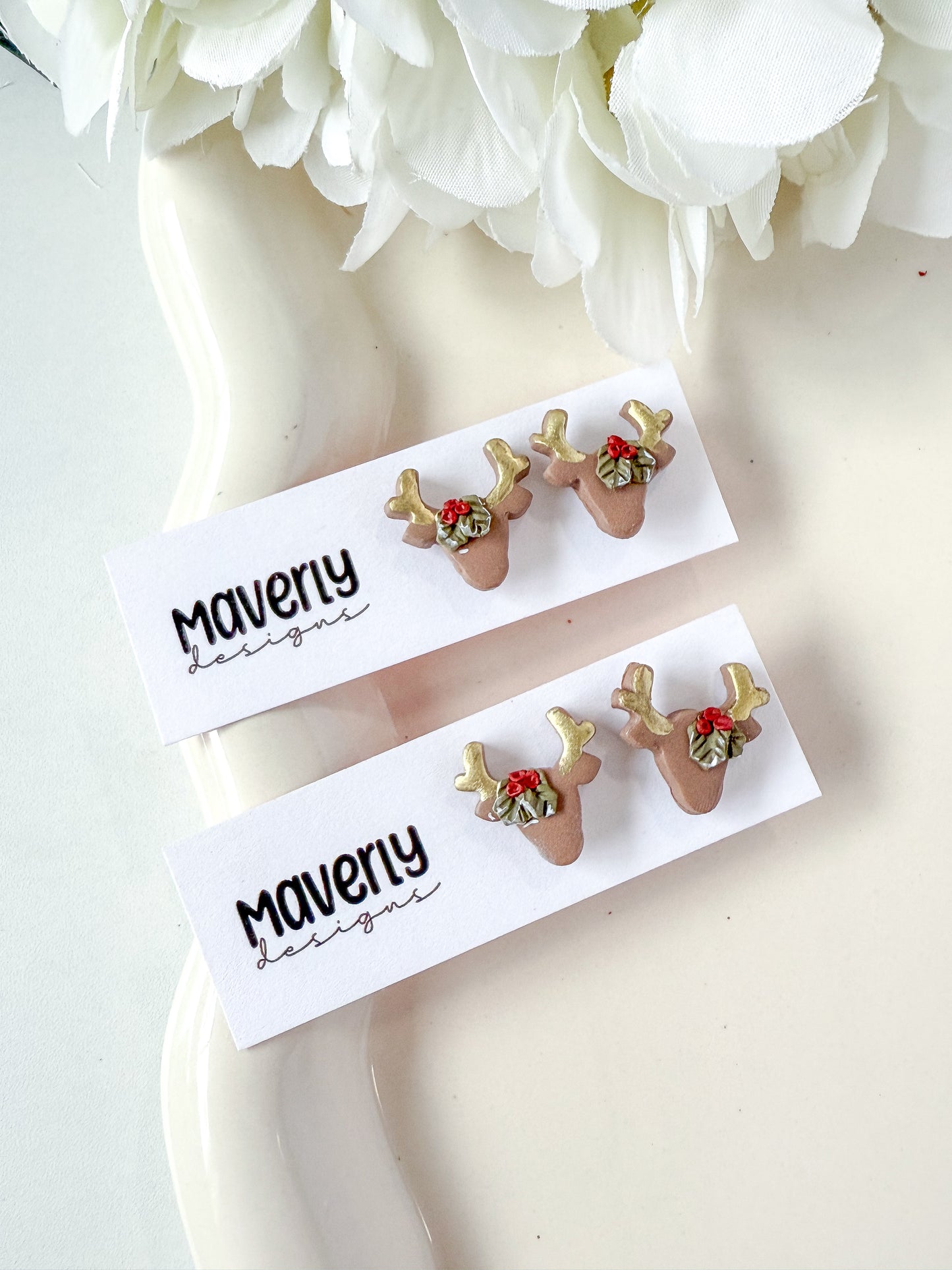 Reindeer Head Studs - One Pair - November 2025