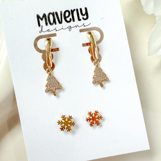 Huggie Tree Dangle & Snowflake Stud - Christmas Set - November 2025