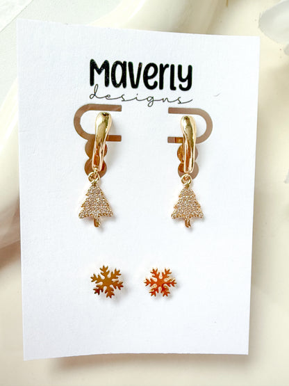 Huggie Tree Dangle & Snowflake Stud - Christmas Set - November 2025