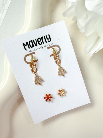 Huggie Tree Dangle & Snowflake Stud - Christmas Set - November 2025