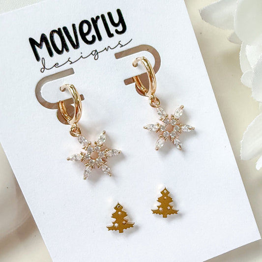 Huggie Snowflake Dangle & Tree Stud - Christmas Set - November 2025