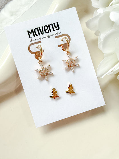 Huggie Snowflake Dangle & Tree Stud - Christmas Set - November 2025