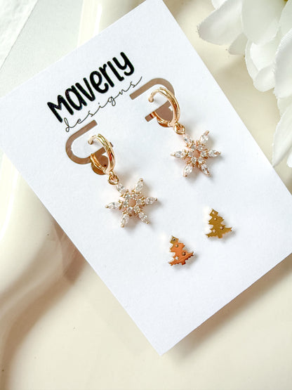 Huggie Snowflake Dangle & Tree Stud - Christmas Set - November 2025