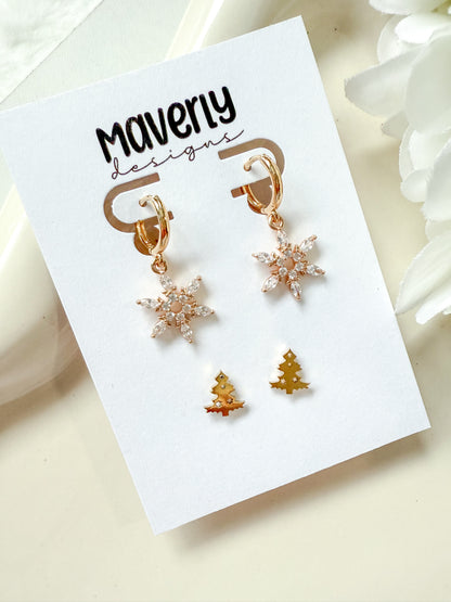 Huggie Snowflake Dangle & Tree Stud - Christmas Set - November 2025