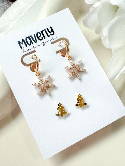 Huggie Snowflake Dangle & Tree Stud - Christmas Set - November 2025