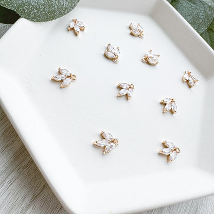 Baby CZ Leaf Trio Charm - (10 Pieces)
