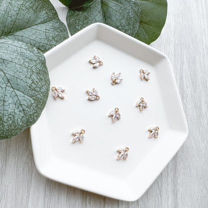 Baby CZ Leaf Trio Charm - (10 Pieces)