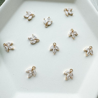 Baby CZ Leaf Trio Charm - (10 Pieces)