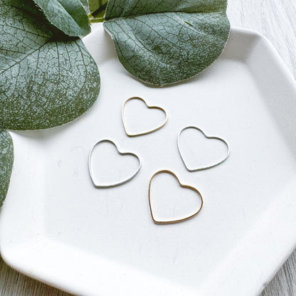 Open Heart Bezel Charms - 10 PIECES