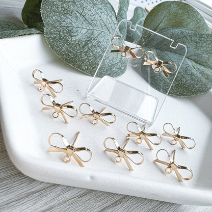 18K Gold Ribbon Bow Stud Finding - 10 PIECES
