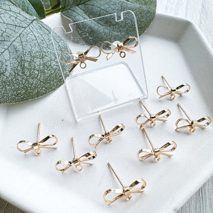 18K Gold Ribbon Bow Stud Finding - 10 PIECES