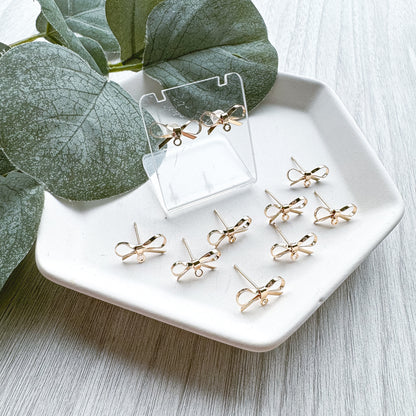 18K Gold Ribbon Bow Stud Finding - 10 PIECES